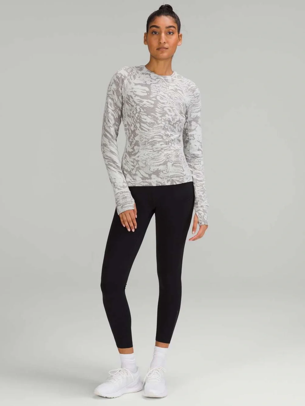 Lululemon Its Rulu Run Long Sleeve Shirt Liquidize Camo Duo Jacquard Vapor Grey